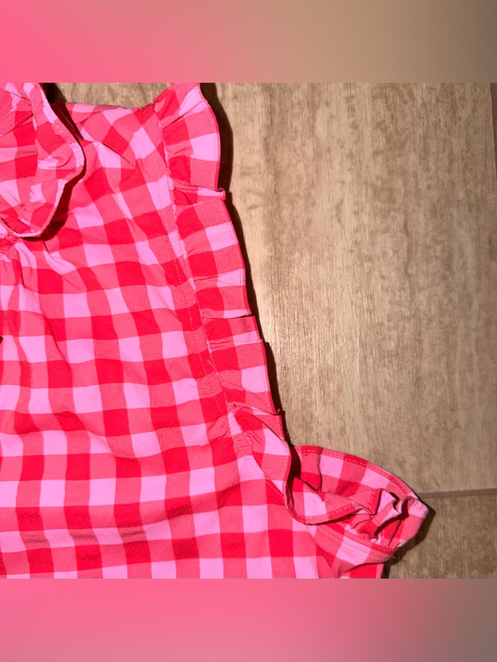 Vineyard Vines Women's Performance Sleeveless Gingham Ruffled Pink Medium - Picture 4 of 10